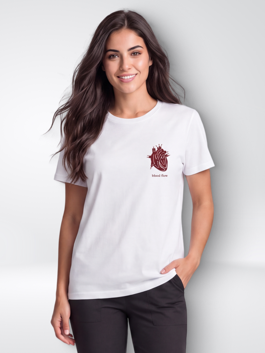 Медицинская футболка хлопковая с рисунком Анатомическое сердце